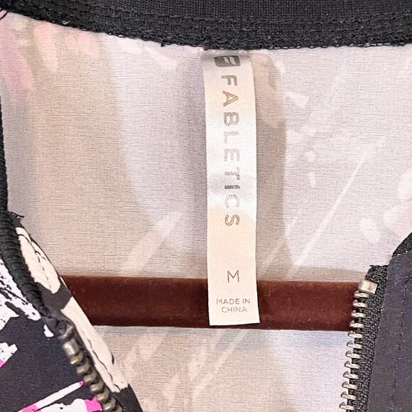 Fabletics Black Zip Up Bomber Black & Pink Floral Jacket Size M - Picture 7 of 7